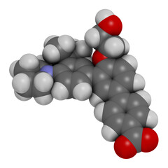 Trifarotene acne drug molecule, 3D rendering.
