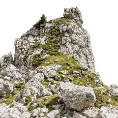Mossy mountain cliff cutout isolated - 532435815