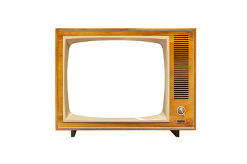 Vintage analog TV set with blank screen isolated