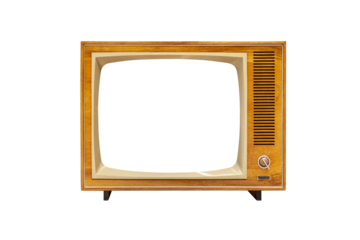 Vintage analog TV set with blank screen isolated