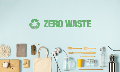 (Plastic-free product). Poster design with copy space on the theme of eco-friendly materials