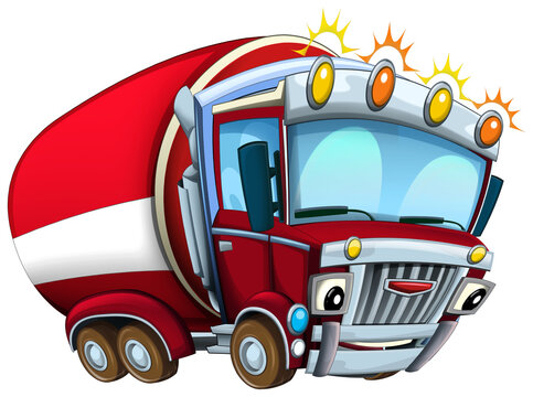 cartoon fireman car truck isolated illustration for children