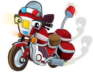 Cartoon fireman motorcycle isolated illustration for the children