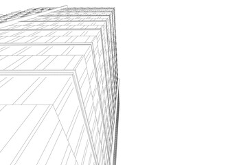 Modern architecture building vector 3d illustration