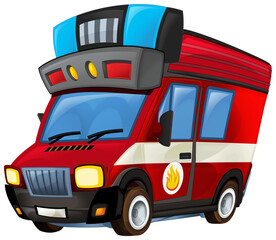 Cartoon firetruck monster truck isolated illustration for children © honeyflavour