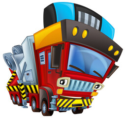 Cartoon firetruck monster truck isolated illustration for children © honeyflavour