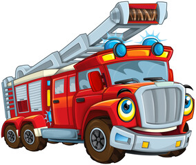 Cartoon firetruck monster truck isolated illustration for children © honeyflavour