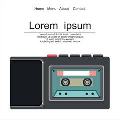 Obraz premium Dictaphone flat icon. Vector audio technology equipment illustration.