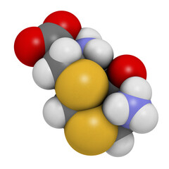 Djenkolic acid molecule. Toxic amino acid found in djenkol beans. 3D rendering. 
