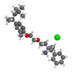 Methylbenzethonium chloride antiseptic molecule. 3D rendering. 