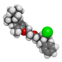 Methylbenzethonium chloride antiseptic molecule. 3D rendering. 