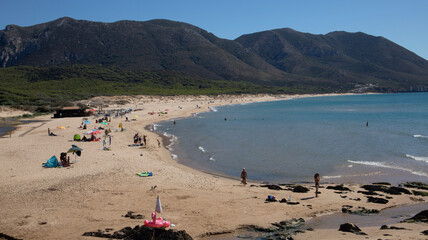 view of the beach, Portixeddu, Sardinia