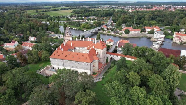Schloss Brandeis (Z&aacute;mek Brand&yacute;s nad Labem) castle Brandys nad Labem,Czech republic,Europe,scenic aerial panorama landscape view