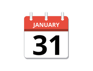 January, 31st calendar icon vector
