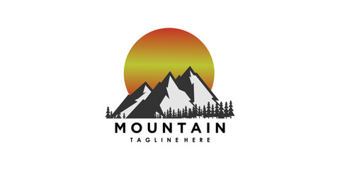 vintage mountain adventure logo design with creative concept premium vector