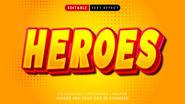 Heroes editable text efect style