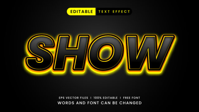 Show neon light editable text efect