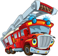 Cartoon firetruck monster truck isolated illustration for children © honeyflavour