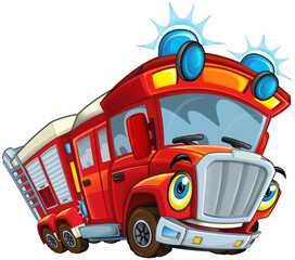 Cartoon firetruck monster truck isolated illustration for children © honeyflavour