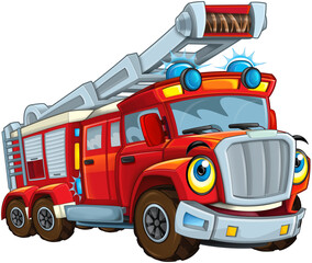 Cartoon firetruck monster truck isolated illustration for children © honeyflavour
