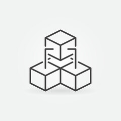 Three Connected Blocks - Blockchain linear vector concept icon