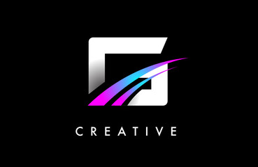 Letter G Logo Design Vector with Curved Purple Blue Swoosh Lines and Creative Look
