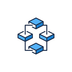 Fototapeta premium Blockchain vector blue icon. Block chain network with 4 Blocks sign