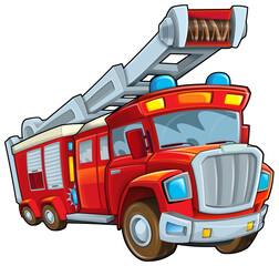 Cartoon firetruck monster truck isolated illustration for children © honeyflavour