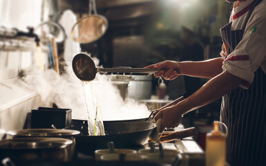 Chef stir fry cooking
