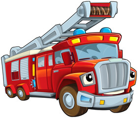 Cartoon firetruck monster truck isolated illustration for children © honeyflavour