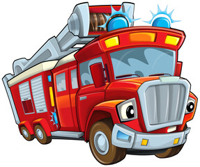 Cartoon firetruck monster truck isolated illustration for children © honeyflavour