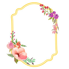 watercolor flower frame. watercolor wreath made in . Unique decoration for greeting cards, wedding invitations