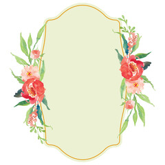 watercolor flower frame border. Floral wedding invitation elegant invitation card design on white background