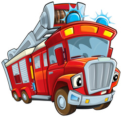Cartoon firetruck monster truck isolated illustration for children © honeyflavour