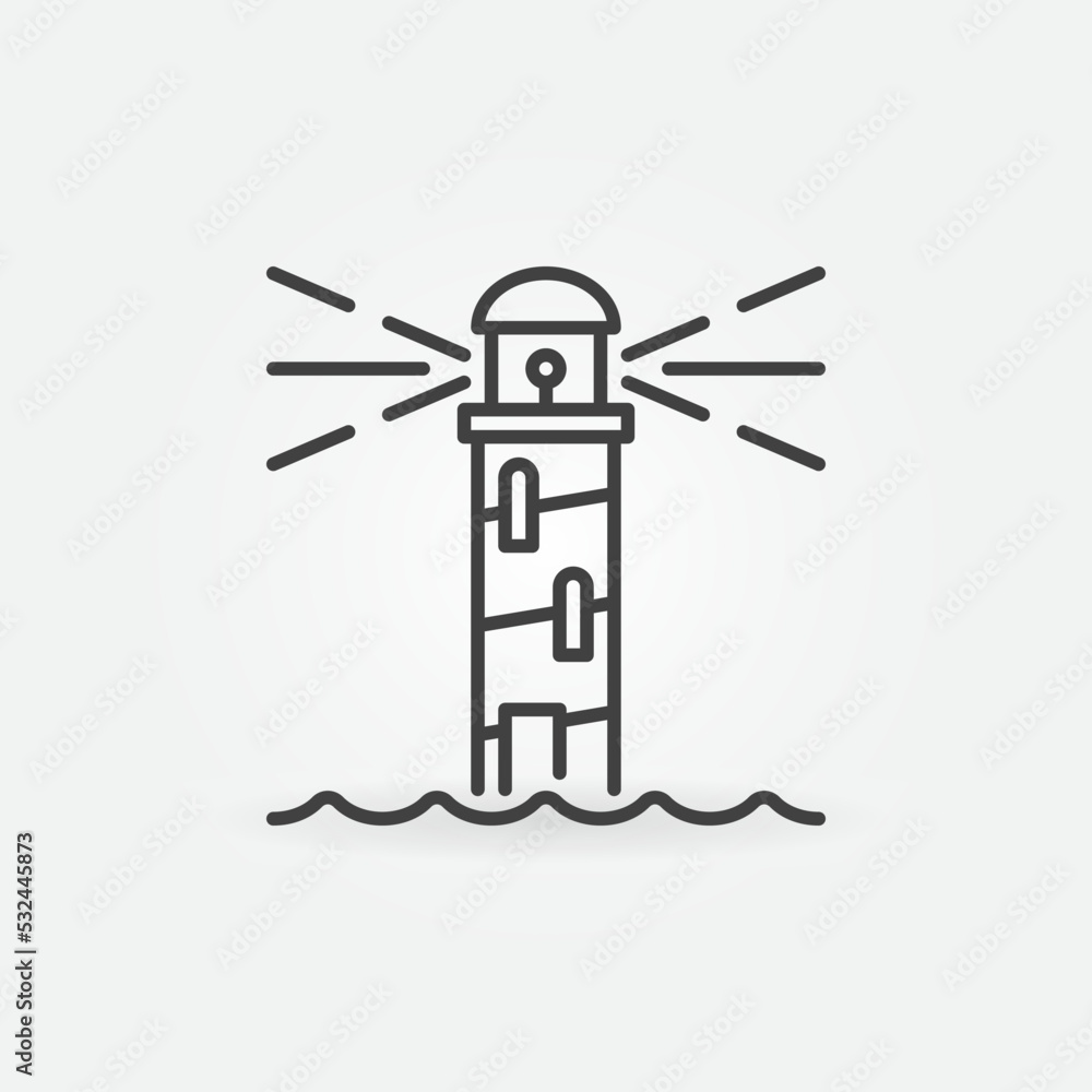 Poster lighthouse concept minimal vector linear icon or sign