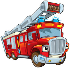 Cartoon firetruck monster truck isolated illustration for children © honeyflavour