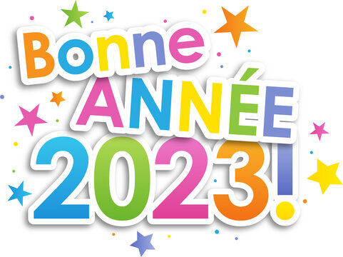 Bannière typographique vecteur BONNE ANNEE 2023! avec étoiles