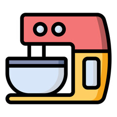Stand mixer icon. Flat icon illustration with outline and transparent background