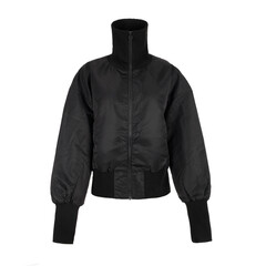 Women's black winter jacket with collar and zipper