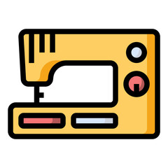 Sewing machine icon. Flat icon illustration with outline and transparent background