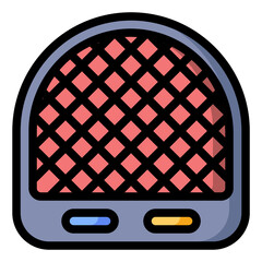 Room heater icon. Flat icon illustration with outline and transparent background