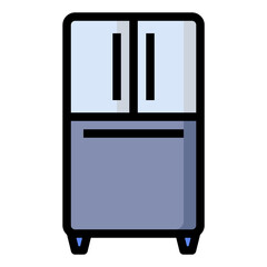 Refrigerator icon. Flat icon illustration with outline and transparent background