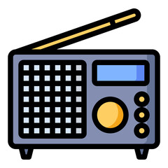 Radio icon. Flat icon illustration with outline and transparent background