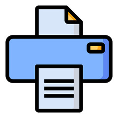 Printer icon. Flat icon illustration with outline and transparent background