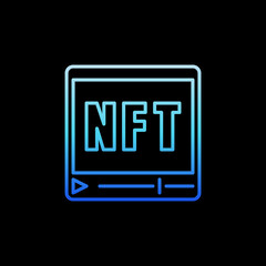 NFT Online Learning Video line blue icon - Media vector linear symbol