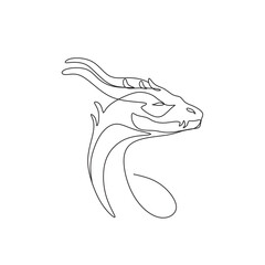 Dragon head line art on the white background. Logo emblem tattoo