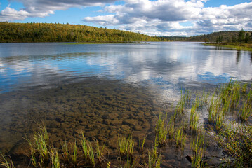 Lake landscape in Lapland Finland
