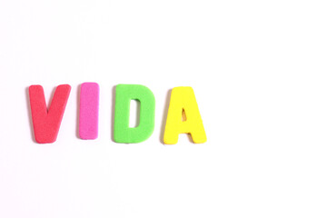 Vida word lettering, life is Spanish