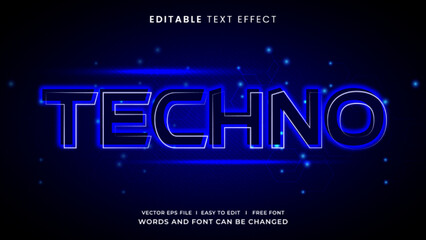 Techno Neon Future Style Editable Text Effect