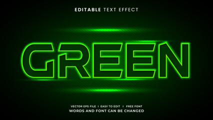 Green neon light editable text effect